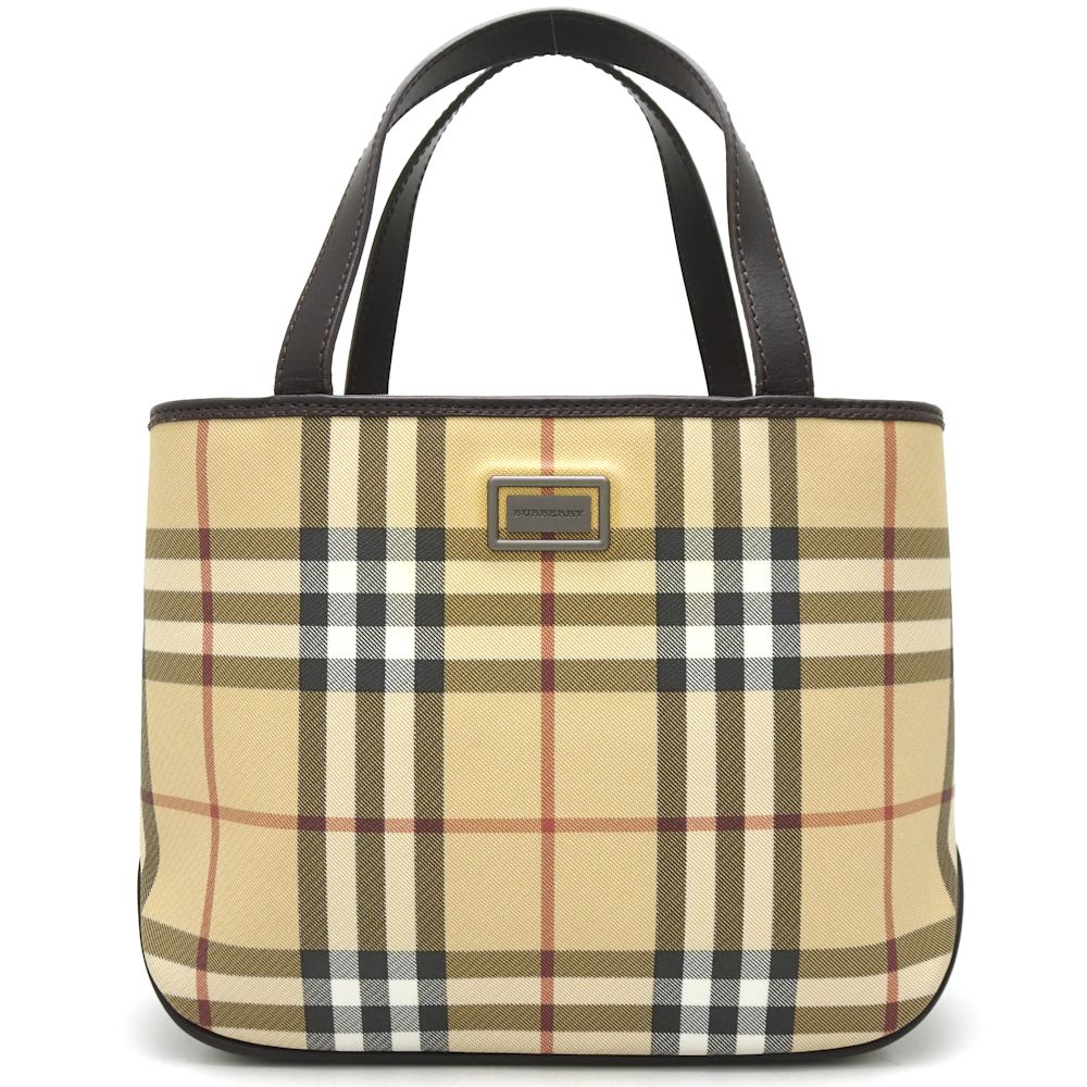 バーバリー BURBERRY ハンドバッグ トート PVC×レザー ノバチェック