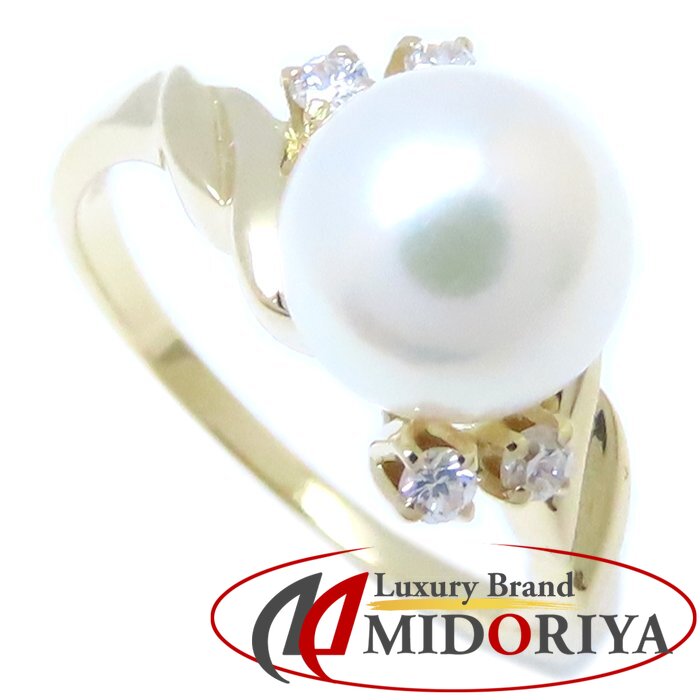 【極美品】ミキモト パール リング ダイヤモンド K18YG ケース MIKIMOTO【ミキモト】 K18白蝶ケシパール ダイヤモンドリング