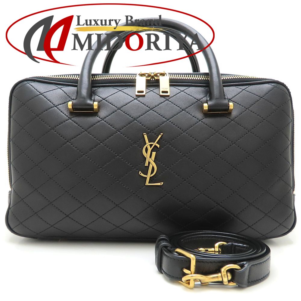 SAINT LAURENT PARIS サンローランパリ リヤダッフル 766785 ハンドバッグ 2Way ラムスキン ブラック/352414【中古】