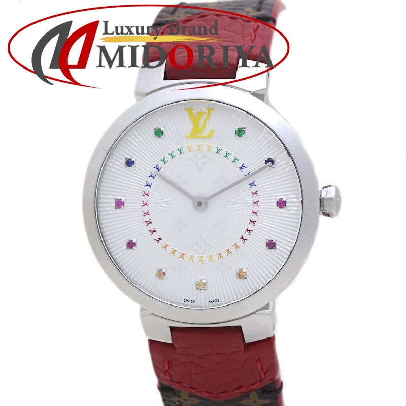 LOUIS VUITTON ルイヴィトン タンブール スリムMM レインボー カラーストーン QA159Z 【磨き済/電池交換済】【中古】腕時計 レディース /40091｜Luxury Brand ミドリヤ店