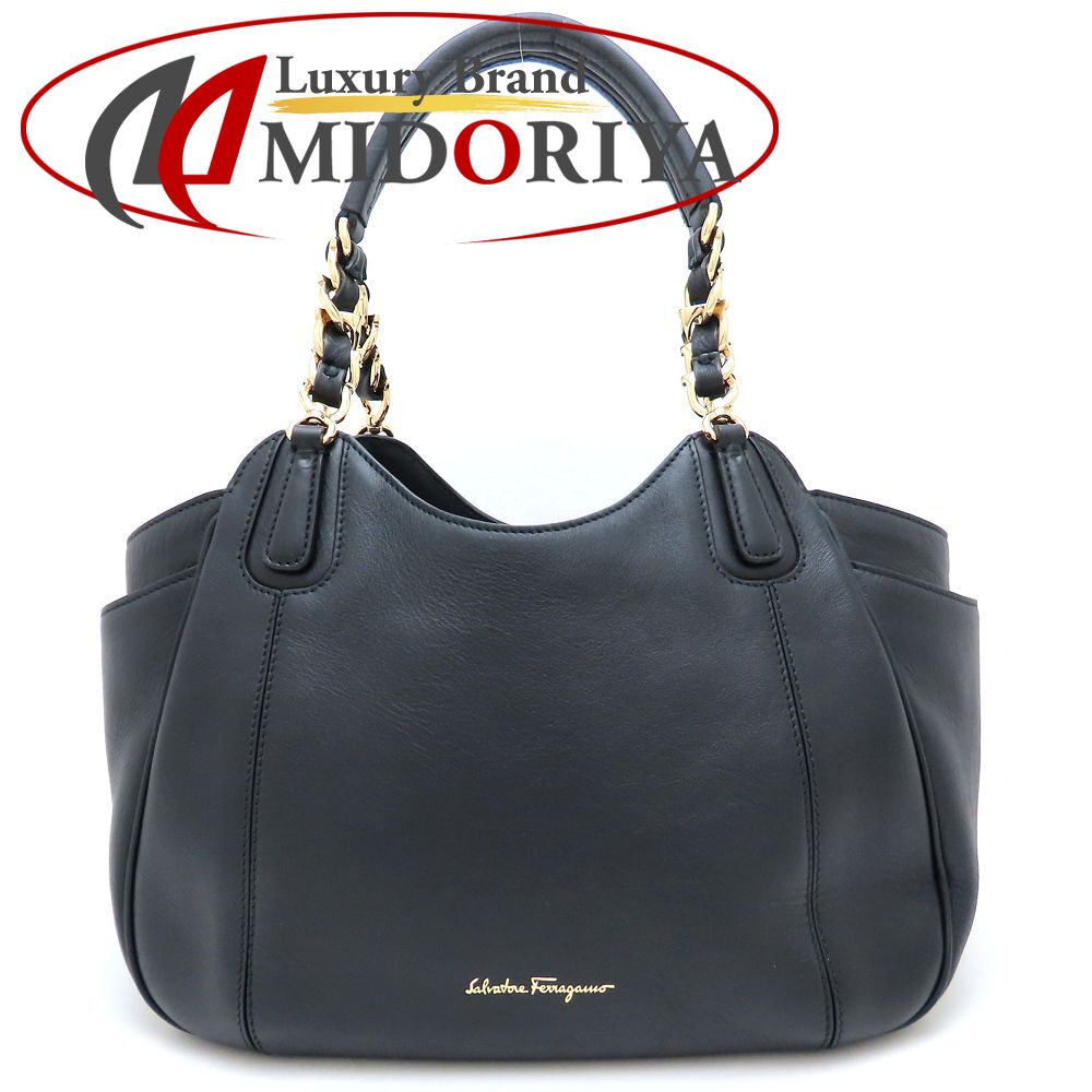 Salvatore Ferragamo サルヴァトーレフェラガモ ガンチーニ FZ-21F077 ハンドバッグ レザー ブラック レディース /352750【中古】