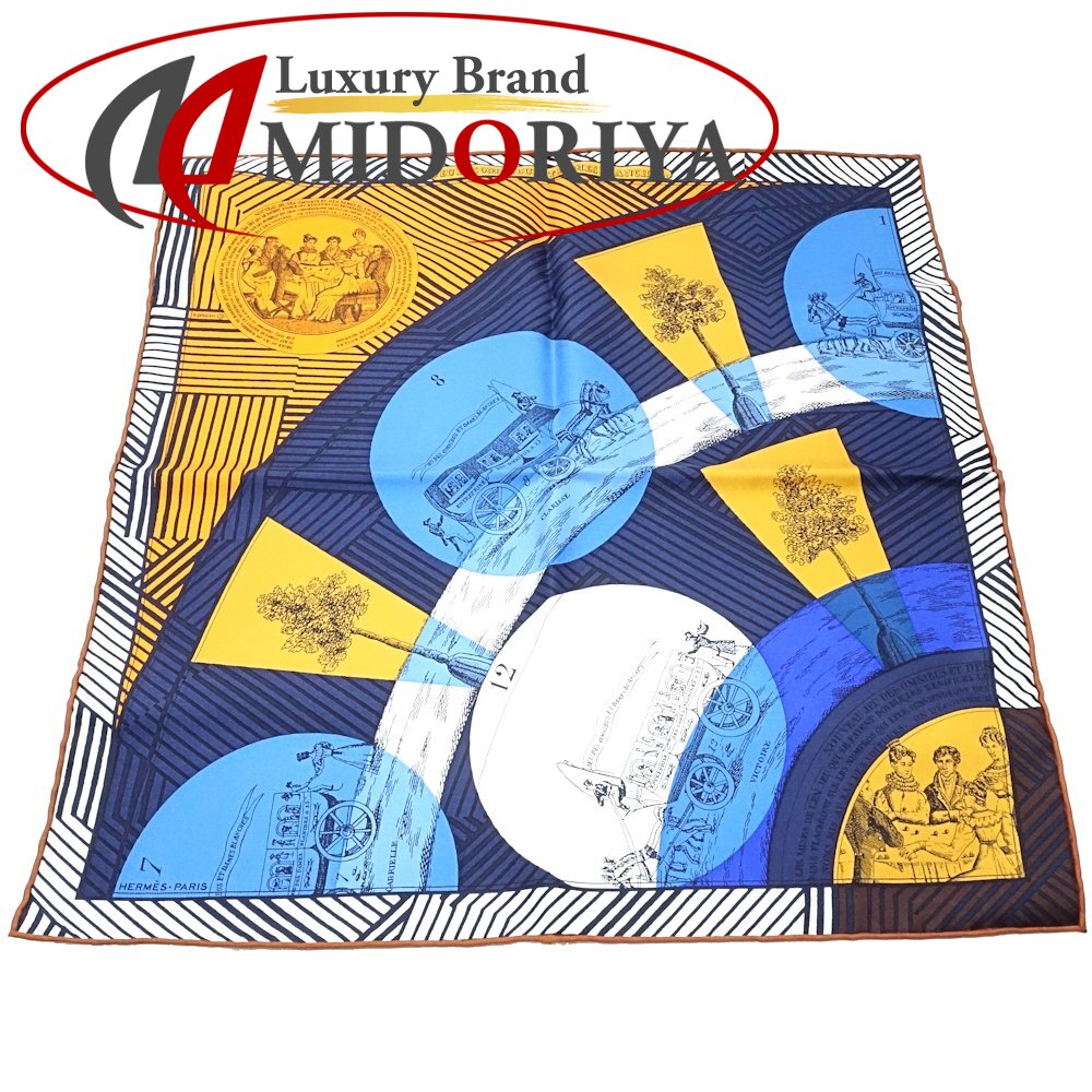 Hermès カレ 45✖️45 ネイビーシルクスカーフ HERMES（エルメス） 【新品】HERMES スカーフ カレ45 Monsieur et