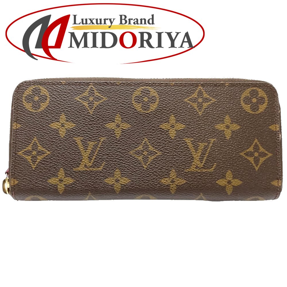 【中古】LOUIS VUITTON ルイヴィトン モノグラム 長紙入れ M60742 ポルトフォイユ クレマンス 赤銅色 フューシャ レディース /188628