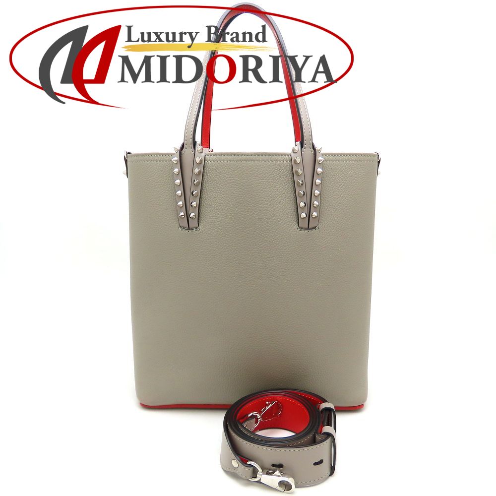 Christian Louboutin クリスチャンルブタン カバタ N/S 2Way 1205055 ハンドバッグ レザー グレー系 レッド レディース /353043【中古】
