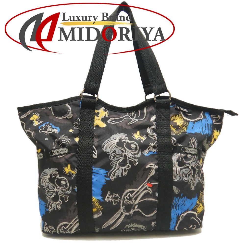LeSportsac レスポートサック PEANUTS スヌーピー トートバッグ ポリエステル ブラック レディース /253524【中古】