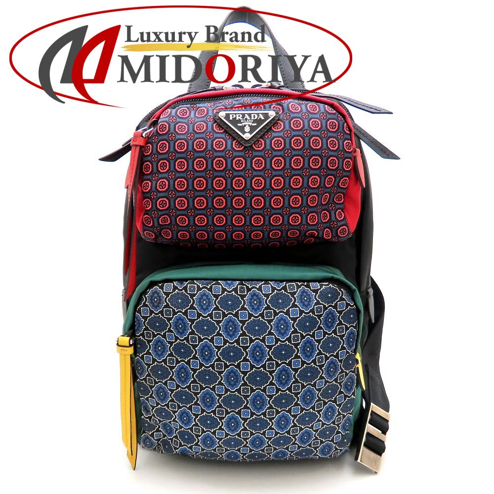 PRADA プラダ 2018春夏寄せあわせ 1BZ026 上半身御徒面子 ナイロン 黒いこと マルチ色つや メンズ /353124【中古】