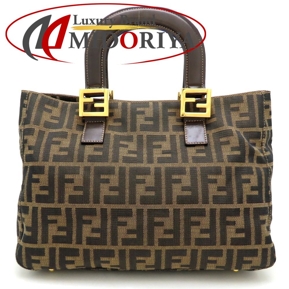 FENDI フェンディ ズッカ トートバッグ キャンバスxレザー ブラウン系 レディース /353126【中古】