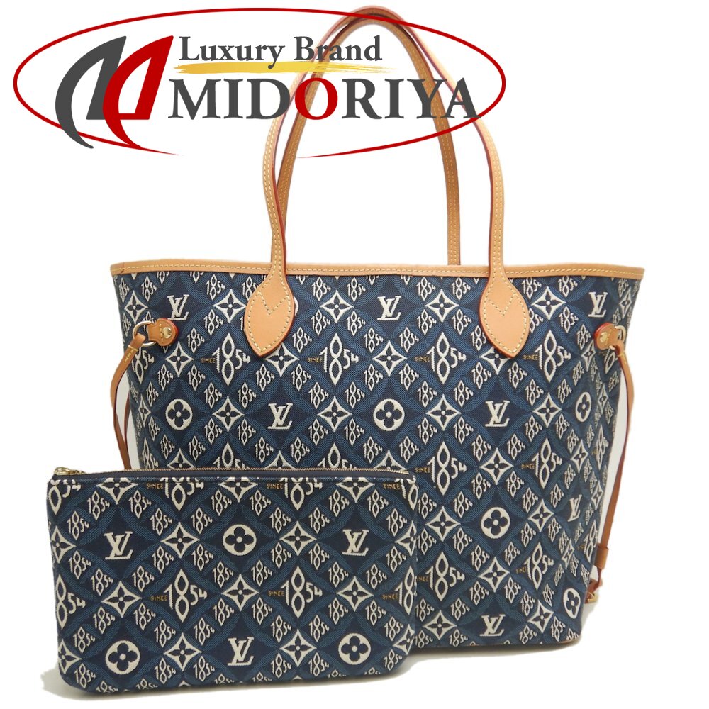 LOUIS VUITTON ルイヴィトン Since1854 モノグラムジャカード ネヴァーフルMM M57484 トートバッグ ブルー レディース /253653【中古】