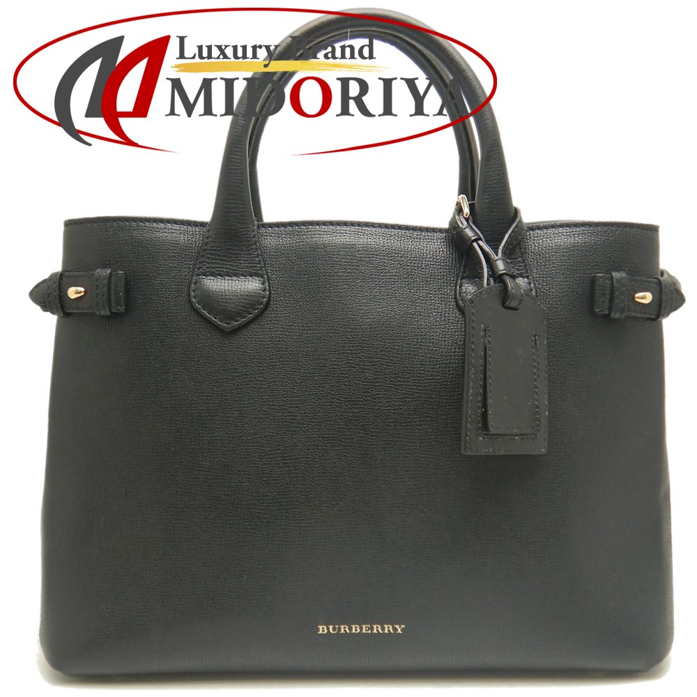 BURBERRY バーバリー バナー ノバチェック ITCF&10SCA ハンドバッグ グレインレザー ブラック ベージュ レディース /253699【中古】