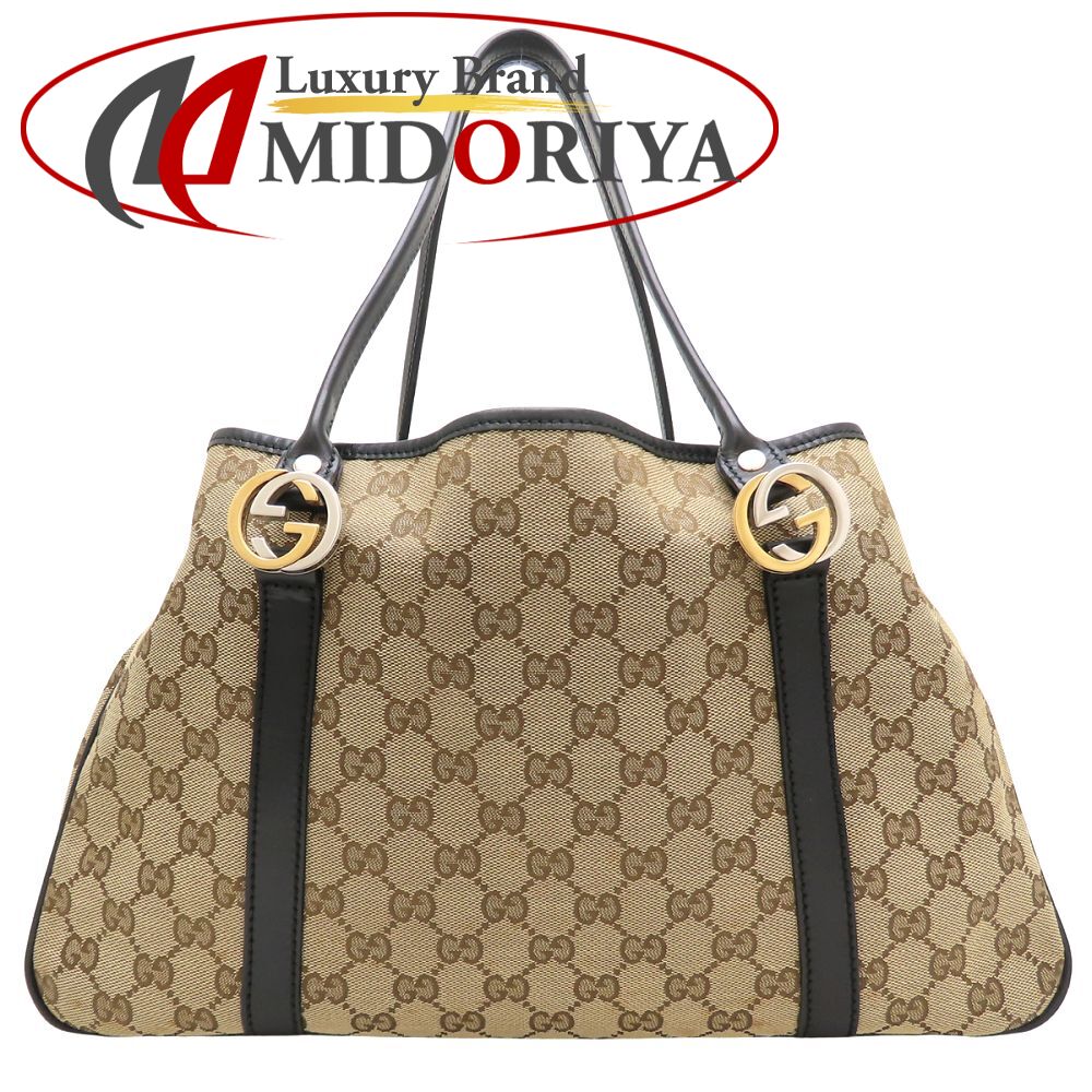 GUCCI グッチ 232957 トートバッグ GGキャンバスxレザー ベージュ ブラック レディース /353274【中古】｜Luxury Brand ミドリヤ店