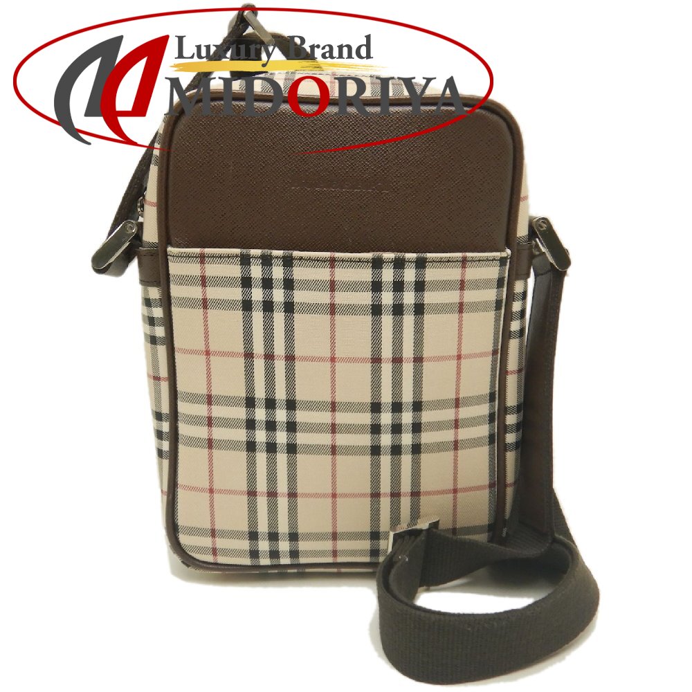 BURBERRY バーバリー ショルダーバッグ 帆布xなめし革 ノバチェック 赤銅色 レディース /253899【中古】