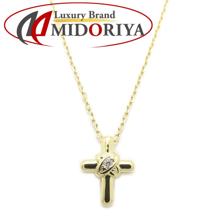 MIKIMOTO ミキモト クロス ネックレス ダイヤモンド0.01ct K18YG イエローゴールド レディース /295693【中古】【BJ】|Luxury Brand ミドリヤ店