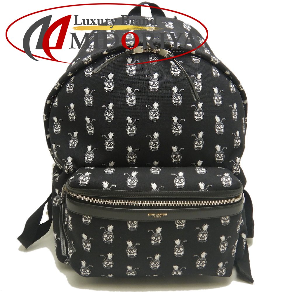 SAINT LAURENT サンローラン クラシックハンター 326865 リュック・バックパック キャンバス ブラック ホワイト レディース /253936【中古】|Luxury Brand ミドリヤ店