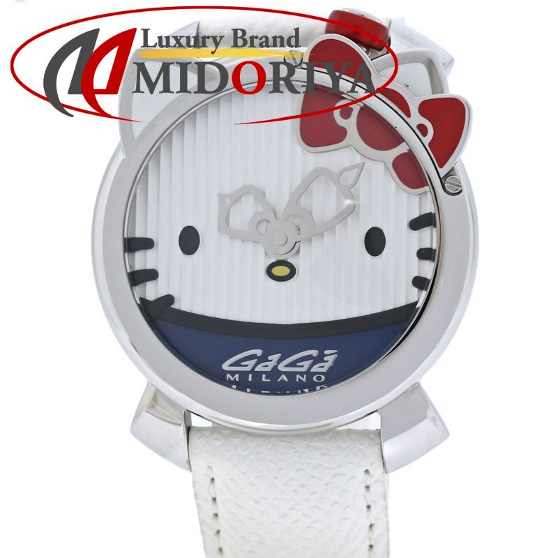 Gaga Milano ガガミラノ マヌアーレ ハローキティ 45周年記念 5525.01【電池交換済】【中古】腕時計 レディース ステンレススチールx革 /40494｜Luxury Brand ミドリヤ店