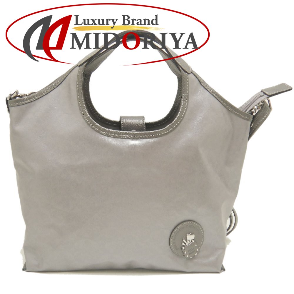 PELLE BORSA ペレボルサ 2WAY ハンドバッグ ポリウレタンxレザー シルバーベージュ レディース /254067【中古】｜Luxury Brand ミドリヤ店