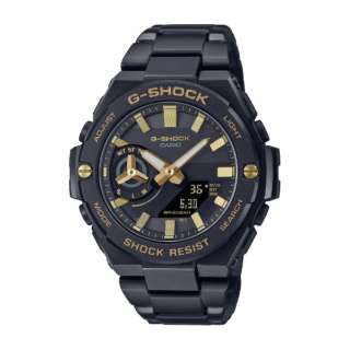 【Bluetooth搭載ソーラー時計】G-SHOCK（Gショック）G-STEEL（Gスティール）ブラック×ゴールドカラー採用モデル GST-B500BD-1A9JF