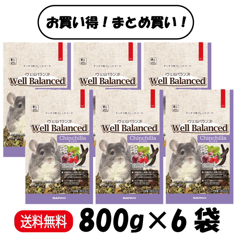 【まとめ買い 6袋】 三晃商会 ウェルバランス チンチラフード 800g ×6