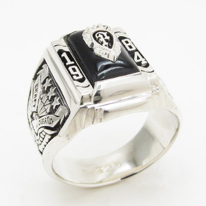 エンブレム付き クレストリング 1015型 エンブレム シルバー 指輪 リング レディメイド メンズジュエリー アクセサリー College オニキス 超安い オリジナル 送料無料ジュエリー アクセサリー 紋章デザイン カレッジリング クレスト リング フィリップ