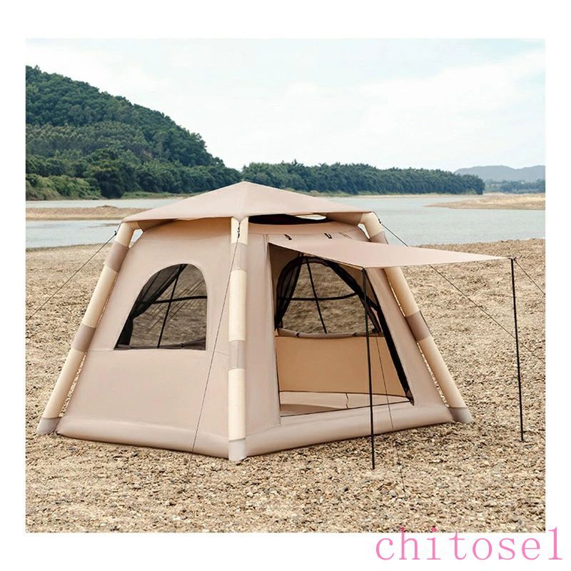 購入2点で5%OFF ポータブル&防水テント 4~8人キャンプに最適 家族ハイキング用キャンプテント エアーテント テント インフレータブルテント インスタントテント キャンプ アウトドア レジャー 防水 軽量 持ち運び 収納便利 phoebehou|フィービー