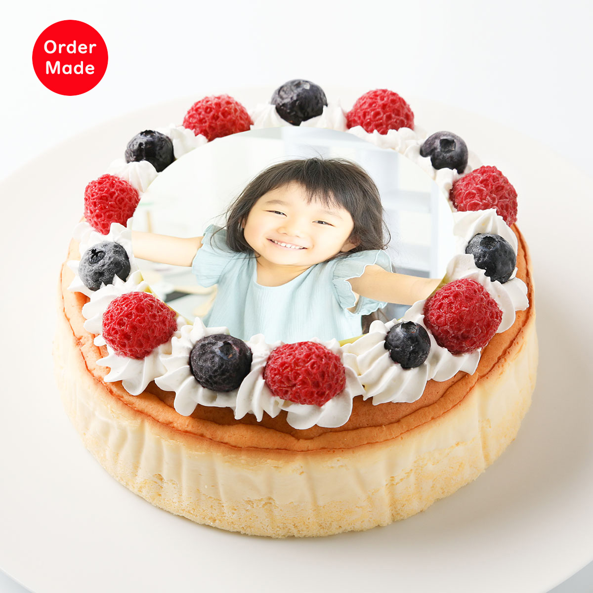写真プレート付とろける半熟スフレチーズ5号 15センチ バースデーケーキ バースデーフォトケーキ