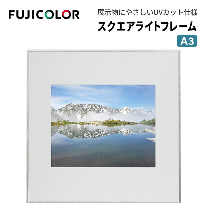 FUJICOLOR［フジカラー］額縁 スクエアライトフレーム アクリル A3 アルミ シルバー