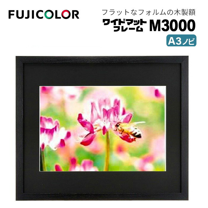 FUJICOLOR［フジカラー］額縁 ワイドマットフレーム M3000 アクリル A3ノビ 木製 ブラック｜アサヌマネットショップ店