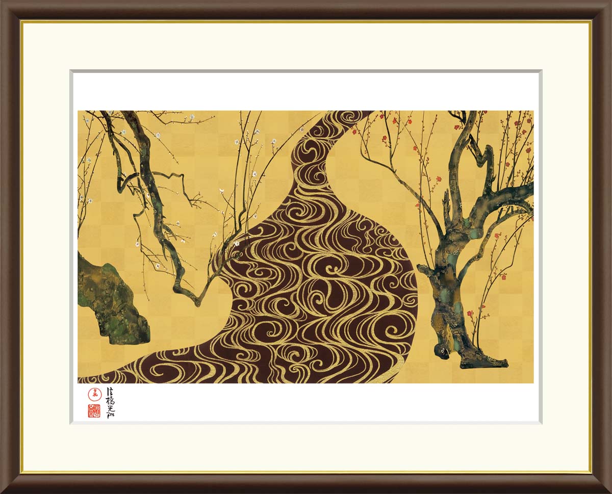 額入り　尾形光琳 Amazon.co.jp: 絵画 尾形 光琳「風神雷神図屏風」 インテリア 額
