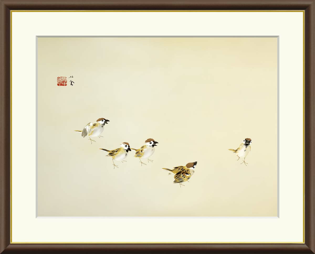 楽天市場】竹内栖鳳 喜雀 52×42cm 日本画 鳥 すずめ スズメ 雀
