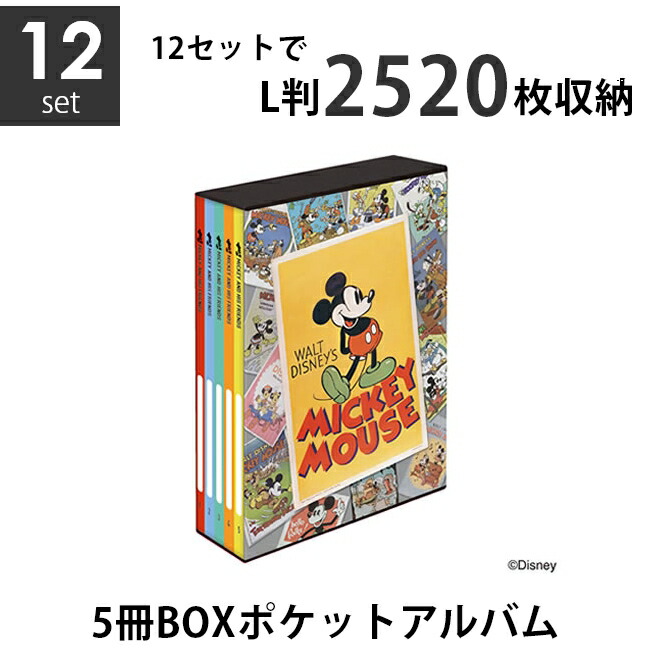 L判3段 ディズニー 5冊boxポケットアルバム 12個セット ミッキー フレンズ2 表紙と台紙はミッキーとその仲間達のイラスト入り まとめ買いセット ナカバヤシ タイヨーお得な12個まとめ買いセット どんどん増える思い出写真をお気に入りのキャラクターと一緒に 5冊組