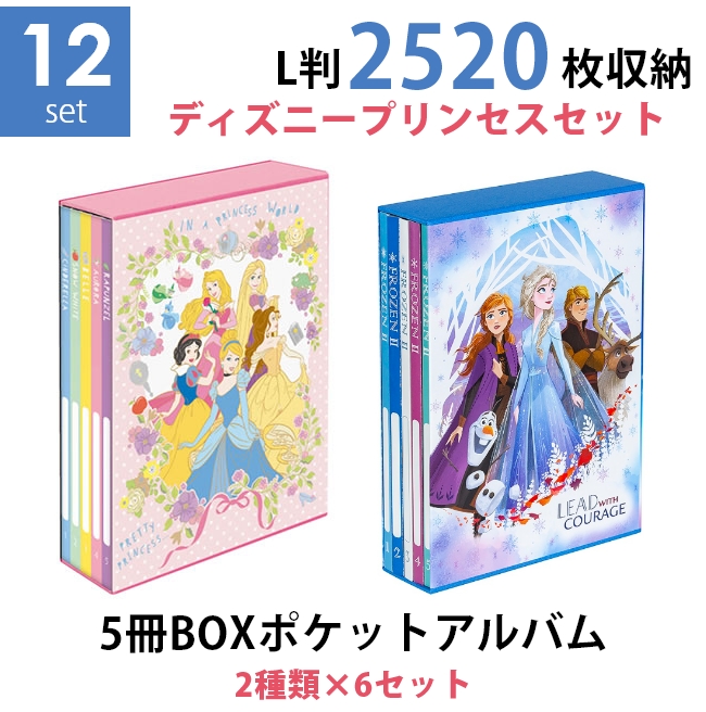 楽天市場 送料無料 2種類まとめ買いセット ナカバヤシ 5冊boxポケットアルバム2種類 6個 12個 セット ディズニープリンセスセット ディズニー プリンセス アナと雪の女王2 L判3段 25枚収納 写真整理 キャラクター台紙 フォトネットショップ タイヨー