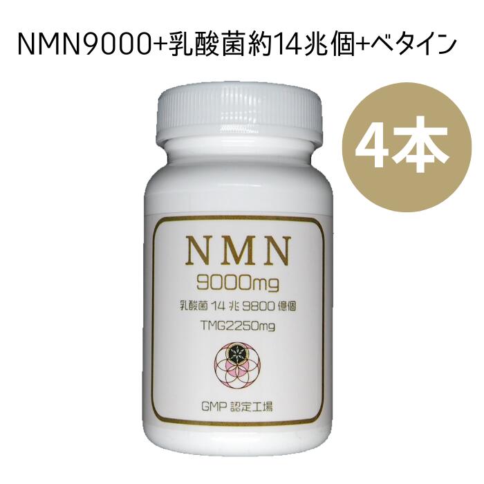 【期間限定　ポイント5倍】NMN 9000mg / 4本 乳酸菌 ベタイン ファイトケミカル 腸内フローラ 健康は腸から βNMN GMP認定工場 国内製造 ミトコンドリア ファイトケミカル 若返り成分｜ファイトケミカル・ラボ