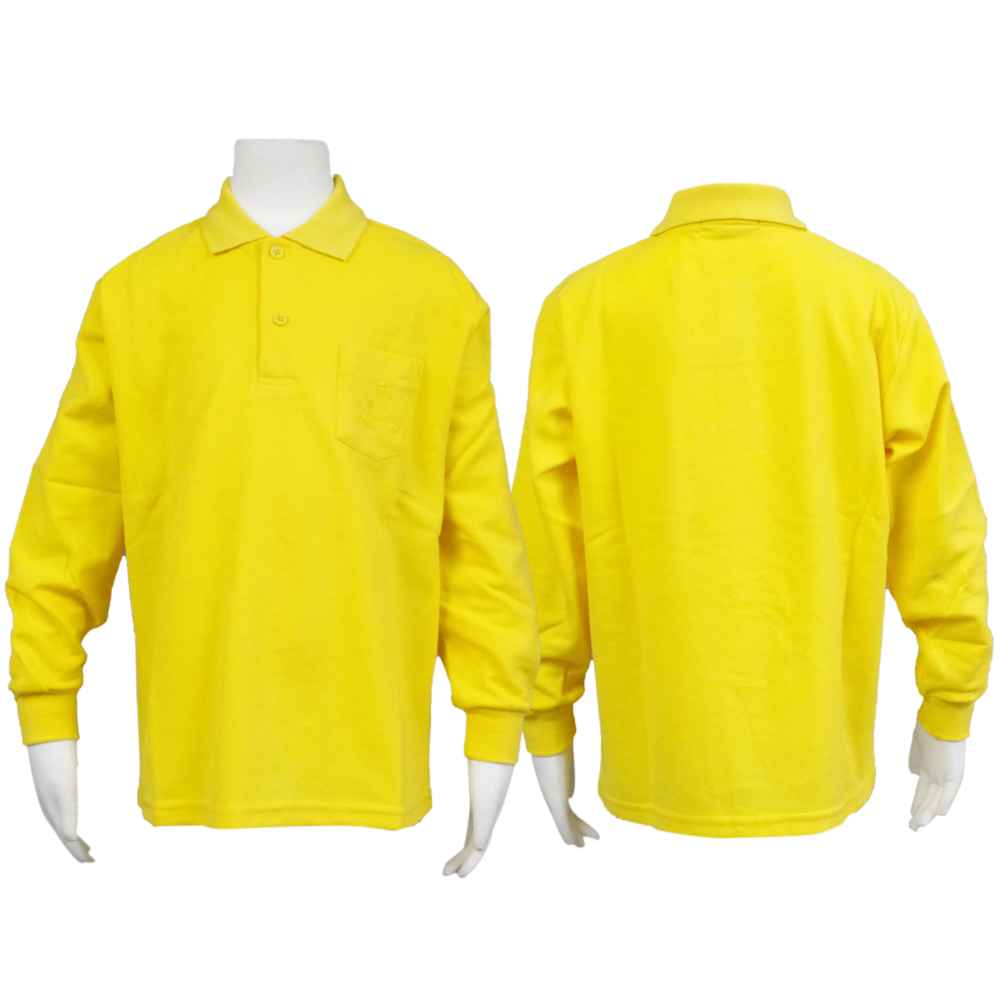 yellow long sleeve polo shirt