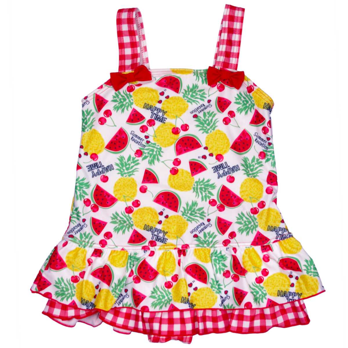 楽天市場 ガールズ キッズ 水着 Lemon Syrup ボーダー フルーツ柄 ワンピース水着uv スカートワンピース スイムウエア 女の子 女児 子供用 ピアニッシモ