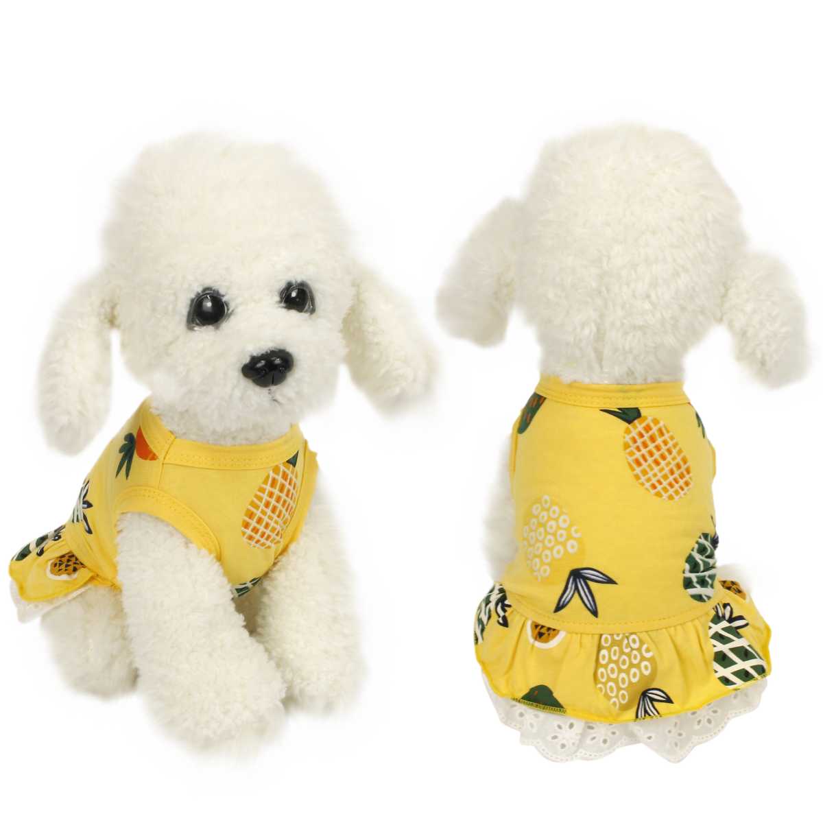 楽天市場 犬の服 犬服 ワンピース 夏用 小型犬用 春 夏 秋 薄手 かわいい おしゃれ パイナップル柄 カットソー 犬 猫 ペット ピアニッシモ