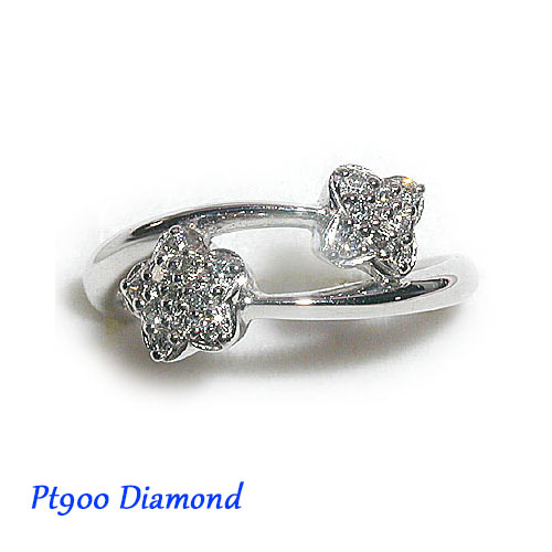 pt900 フラワーリング ダイヤモンド プラチナ 指輪 宝石 ジュエリー D0.16ct 10号 花 カーブ 花畑 4月誕生石 記念 結婚 二次会 ご褒美 お祝い 成人 母の日 クリスマス ギフト レディース サイズ直し相談可能 斜めライン ヒネリ｜ジュエリー 神戸ピアンジ
