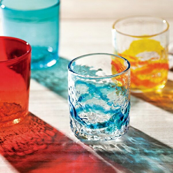 楽天市場 琉球ガラス村 でこロックグラス ペア 青 水 オレンジ 黄 新生活テーブルウェア おうちテーブルウェア Piary ピアリー 楽天市場店