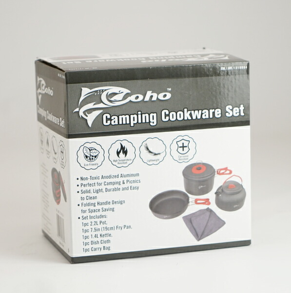【楽天市場】【送料無料】Coho キャンピング クッカー 4点セット(COSTCO コストコ コホ フライパン なべ ケトル ふき取りクロス