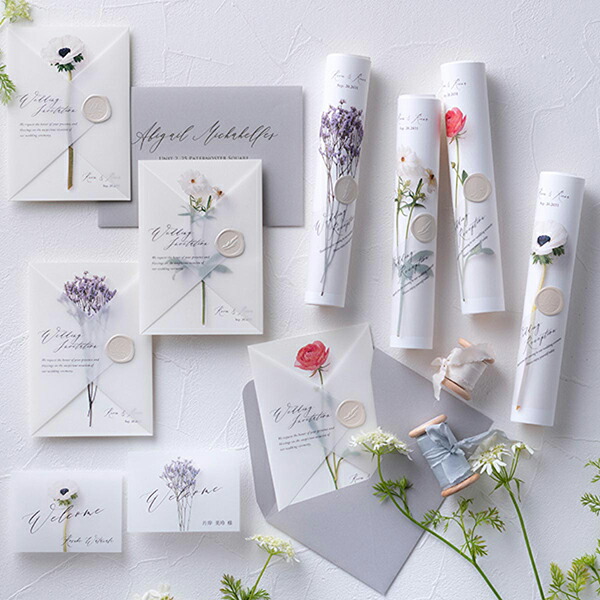 招待状 Charme De Fleur シャルムドフルール アネモネ 10冊入り 結婚式 テンプレート 手作りキット ペーパーアイテム 二次会 ブライダル パーティー ウェディング 高質で安価