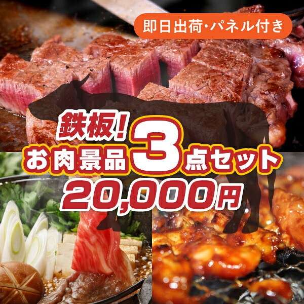 20,000円で肉景品3点まとめ買いセット 忘年会 新年会 ビンゴ 結婚式 披露宴 2次会 イベント 目玉景品 グルメ 肉 高級肉 ギフト 送料無料 当選者が選べる ドレス当て クイズ 抽選 豪華 グルメ 飛騨牛 蔵王牛 食べ比べ 人気 高級グルメ