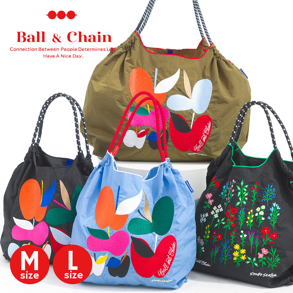 楽天市場】[正規販売店] [Ball&Chain] ボールアンドチェーン SHOGO SEKINE Mサイズ Lサイズ 関根省吾 shopping  bag ボール&チェーン ボタニカル ユニセックス レディース エコバッグ 刺繍 おしゃれ カジュアル トート トートバッグ ギフト かわいい 布  バッグ 花 りんご ...