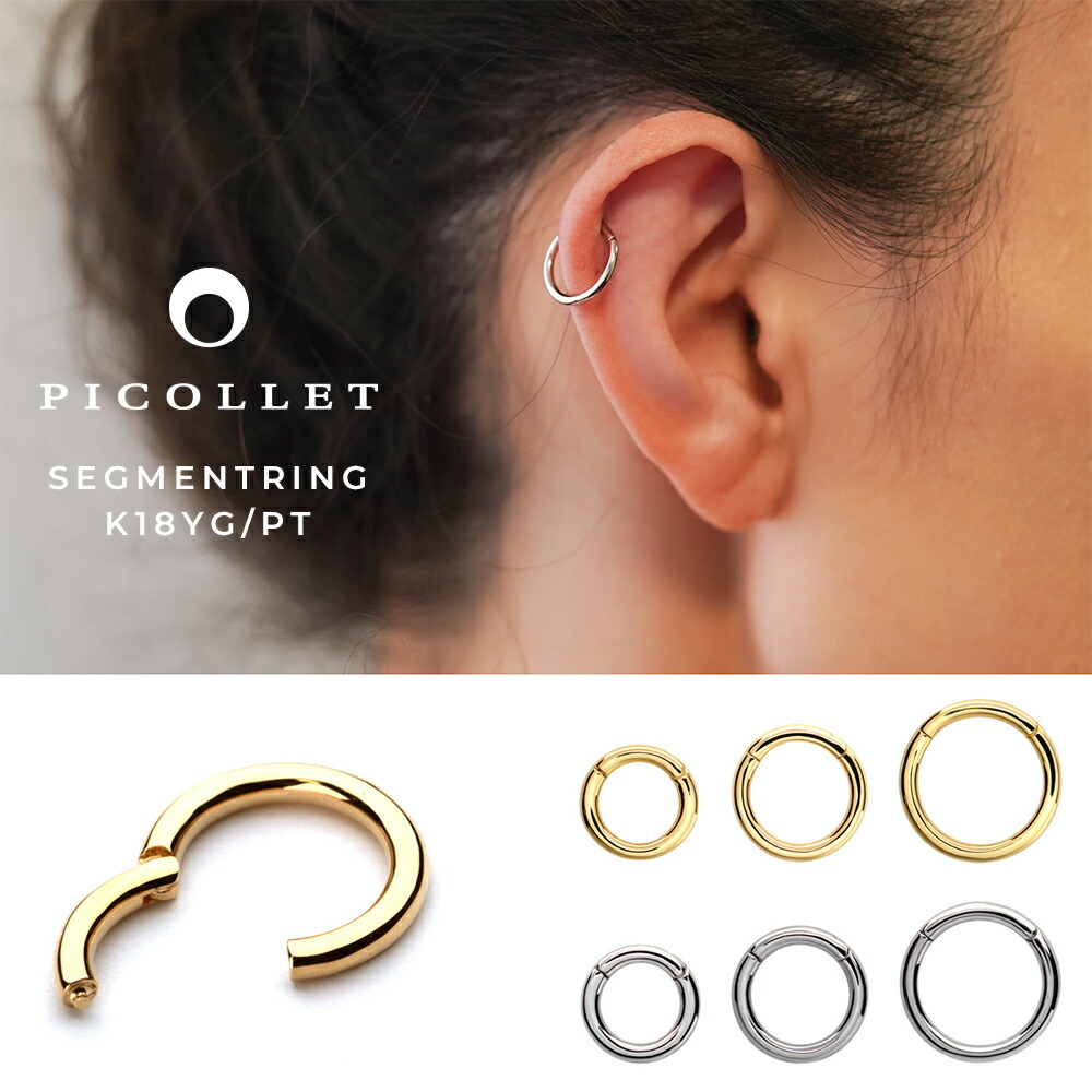 楽天市場】セグメントリング ピアス K18/Pt │16G/14G ワンタッチ