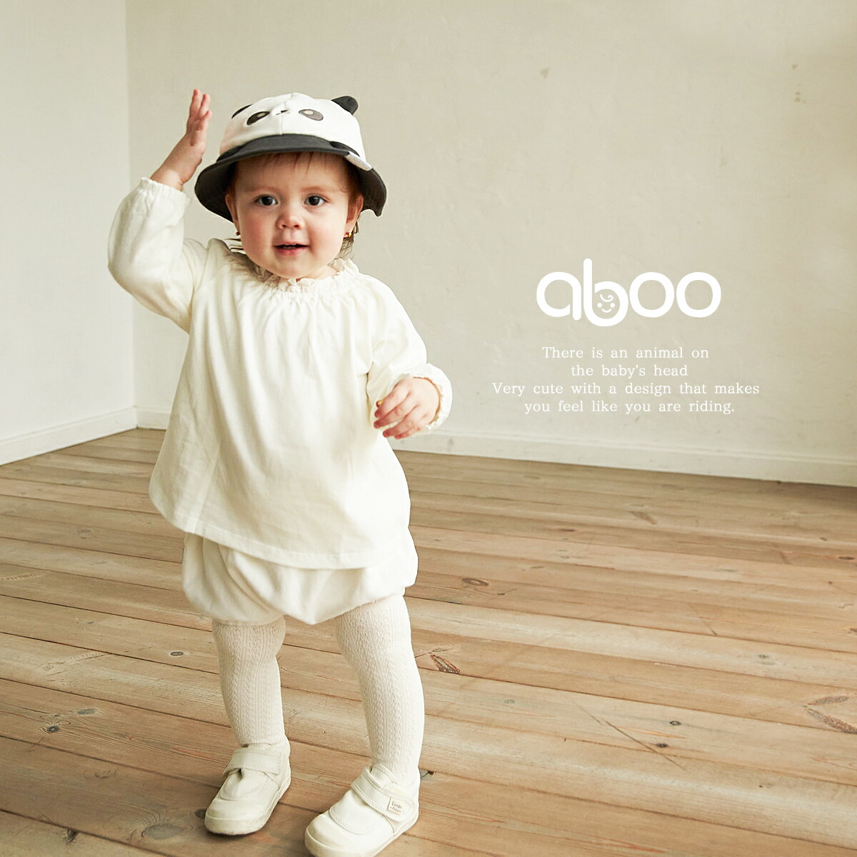 送料込 アブー ベビーハット ギフト 出産祝い ベビー 帽子 春夏 コットン 動物 耳付き サイズ調整 日よけ 顎ひも かわいい おしゃれ 赤ちゃん 男の子 女の子 1歳 2歳 48cm 50cm Qdtek Vn