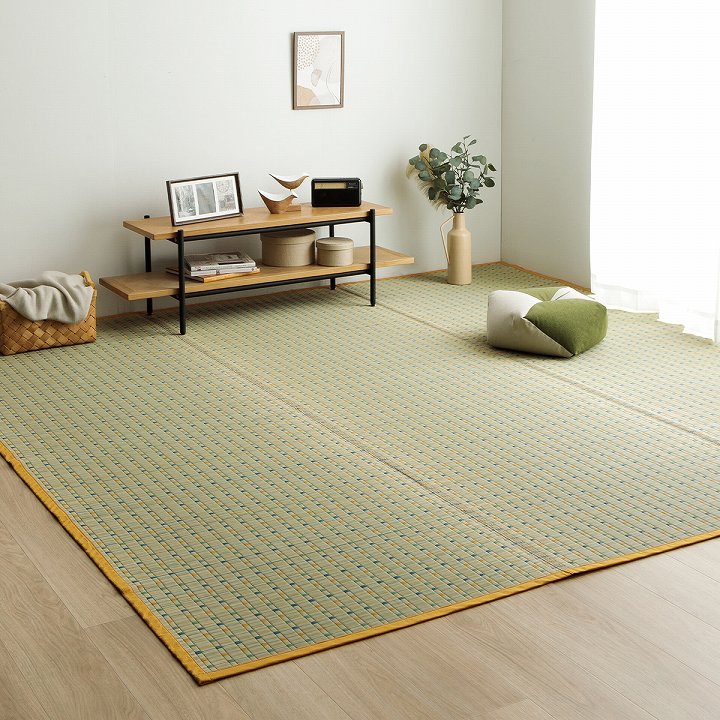 【P10倍!今晩20時開始】国産 い草ラグ 江戸間8畳 348x352cm 3色対応 い草カーペット ラグ カーペット い草 いぐさ 掛川織 ドット柄 ラグマット マット 敷物 ござ 湿度調節 消臭効果 自然素材 和室 洋室 モダン おしゃれ 36,069円