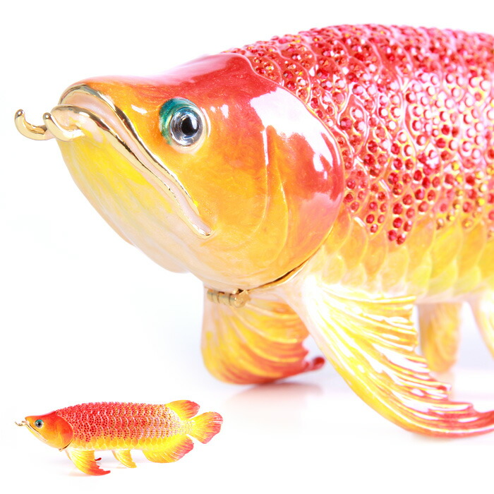 豪華　アジアアロワナ　置物　金龍　紅龍　2匹セット 楽天市場】【正規品】 アロワナ Lサイズ ジュエリーボックス 紅