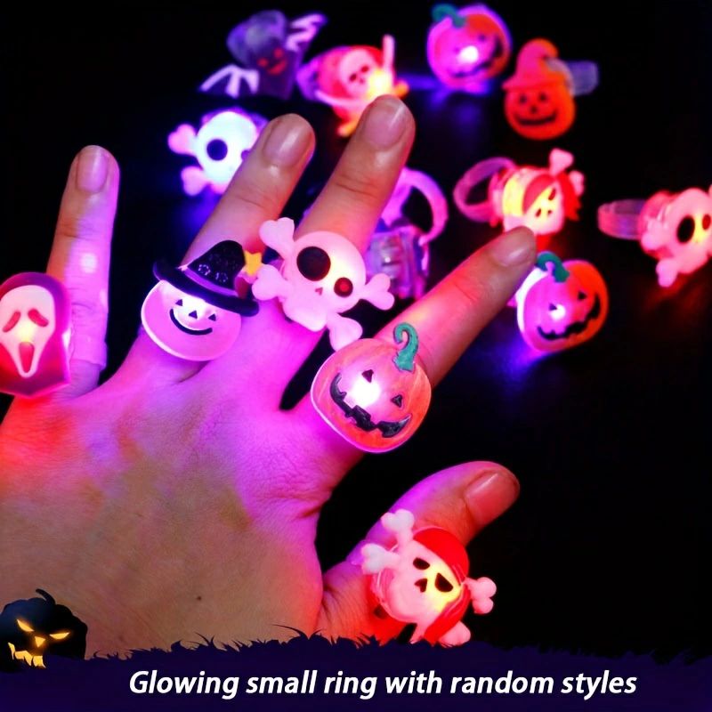 楽天市場】10 個 ハロウィン リング 飾り 光る指輪 Ledリングおもちゃ 