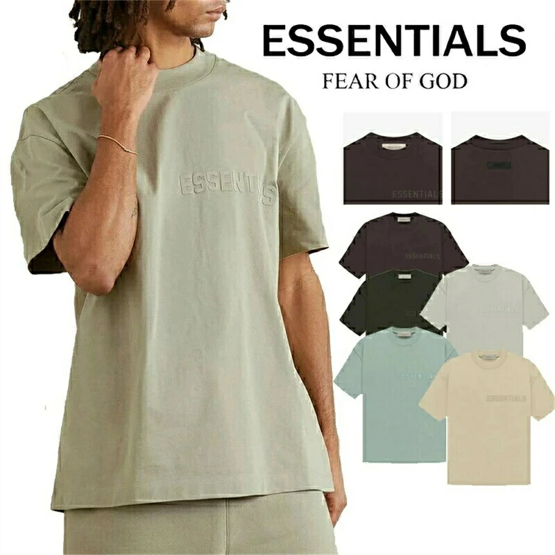 FOG ESSENTIALS ロゴタイプ 半袖プルオーバー ティーシャツ T-shirt 両面ロゴタイプ メンズ レディース 大層らしい大きさ 象牙色 フィアオブゴッド Fear Of God ユニ一発やる 春夏 夏 半袖 定め事品 男女兼用