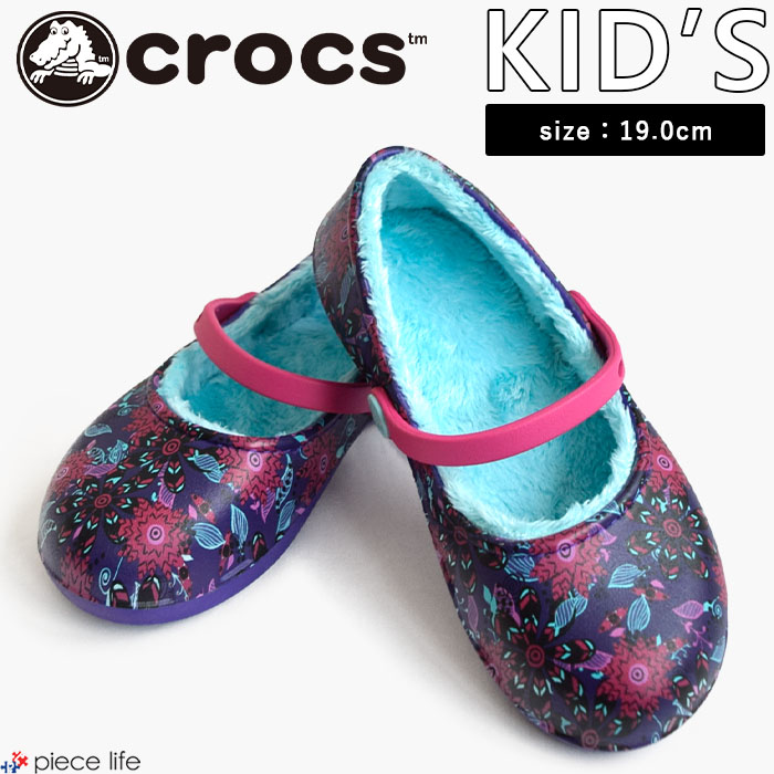 正規取扱店 クロックス crocs 女の子 キッズ サンダル 花柄 フラワー ボア ジュニア カリン グラフィック ラインド クロッグ karin graphic lined clog k あったか 軽量 軽い シューズ スポーツサンダル アウトドア シンプル カジュアル 可愛い 19.0 cm 203513画像