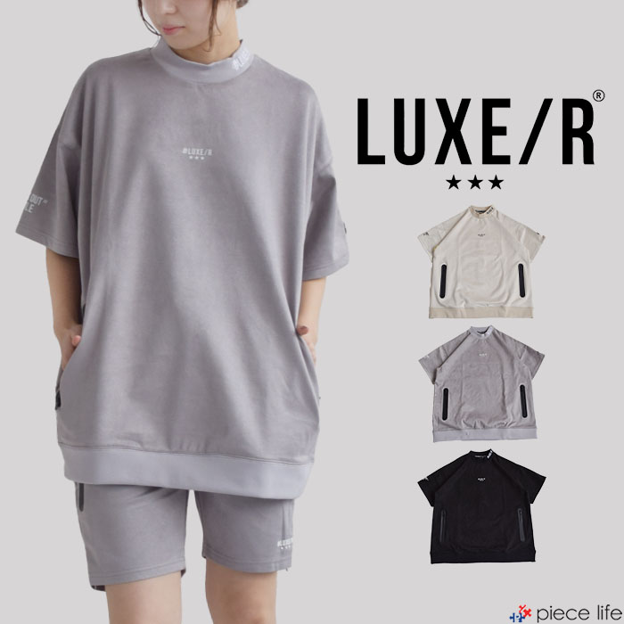 【P5倍】ラグジュ ゴルフ LUXE/R GOLF 半袖 ティーシャツ トップス ティーシャツ メッシュうつり変わりエステルスエードクロスPO  ミニモック スウェード メンズ レディース ユニ一発やる 運動競技 ゴルフ 小股走り 春 夏 秋 冬 全3色 M L XL 46037