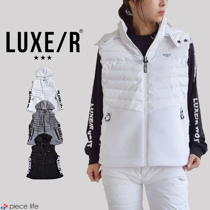 【5%OFFクーポン/P5倍/2025秋冬新作】LUXE/R GOLF ラグジュ ゴルフ ベスト メンズ レディース ダウンベスト アウター スポンジボンディング ベスト ダウン フェザー 切り替え フード付 ユニセックス 秋 冬 スポーツ ジョギング 全3色 M L XL 46131