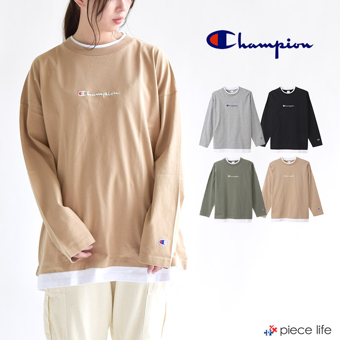 楽天市場 Off チャンピオン Tシャツ 長袖 Champion ロングスリーブレイヤードtシャツ カットソー Tシャツ コットン100 ロゴ シンプルt 無地 秋 冬 レイヤード メンズ レディース 男女兼用 トップス 長袖tシャツ シンプル C3 S429 fw Piece Life ピースライフ